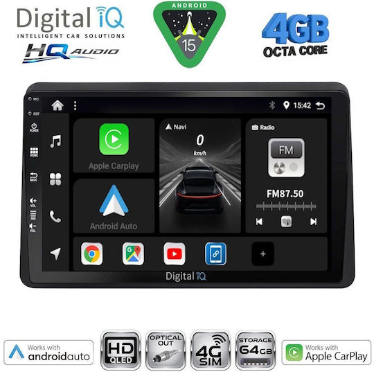Digital IQ Ηχοσύστημα Αυτοκινήτου για Renault Kangoo 2010-2021 (Bluetooth/USB/WiFi/GPS/Apple-Carplay/Android-Auto) με Οθόνη Αφής 9"