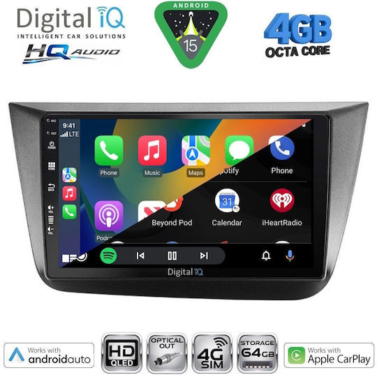 Digital IQ Ηχοσύστημα Αυτοκινήτου για Seat Altea 2004-2015 με Clima (Bluetooth/USB/WiFi/GPS/Apple-Carplay/Android-Auto) με Οθόνη Αφής 9"