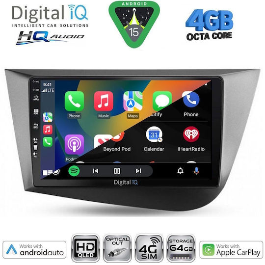 Digital IQ Ηχοσύστημα Αυτοκινήτου για Seat Leon 2005-2012 με Clima (Bluetooth/USB/WiFi/GPS/Apple-Carplay/Android-Auto) με Οθόνη Αφής 9"