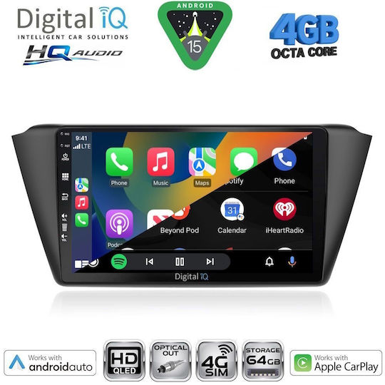Digital IQ Car Audio System for Skoda Fabia 2008-2014 Bluetooth USB WiFi GPS Apple CarPlay Android Auto with 10" Touch Screen