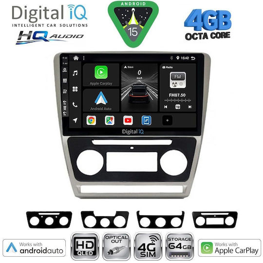 Digital IQ Ηχοσύστημα Αυτοκινήτου για Skoda Octavia 2005-2012 με Clima (Bluetooth/USB/WiFi/GPS/Apple-Carplay/Android-Auto) με Οθόνη Αφής 10"