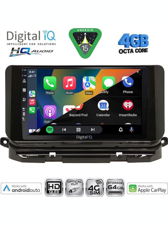 Digital IQ Car Audio System for Skoda Octavia 2021 with Clima Bluetooth USB WiFi GPS Apple CarPlay Android Auto with 10" Touch Screen