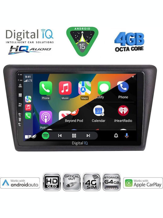 Digital IQ Car Audio System for Skoda Rapid 2014-2019 with Clima (Bluetooth/USB/WiFi/GPS/Apple CarPlay/Android Auto) with 9" Touch Screen