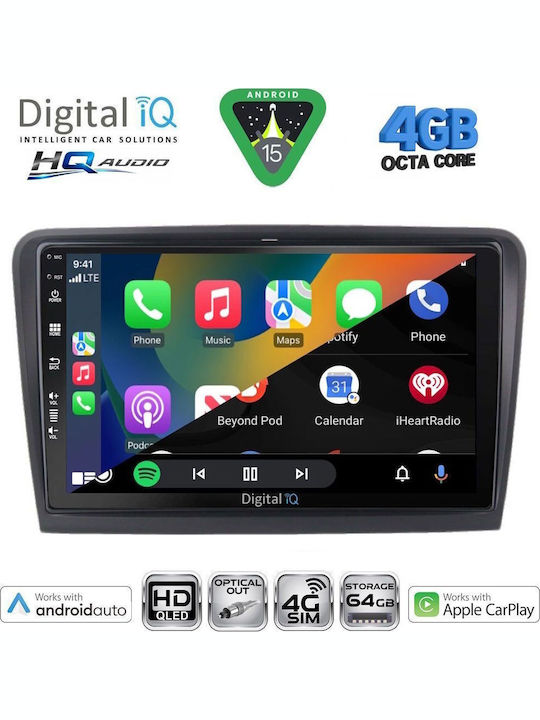 Digital IQ Car Audio System for Skoda Rapid 2014-2019 with Clima (Bluetooth/USB/WiFi/GPS/Apple CarPlay/Android Auto) with 9" Touch Screen