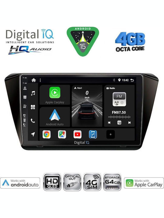 Digital IQ Car Audio System for Skoda Rapid 2014-2019 with Clima (Bluetooth/USB/WiFi/GPS/Apple CarPlay/Android Auto) with 9" Touch Screen