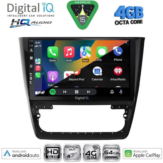 Digital IQ Ηχοσύστημα Αυτοκινήτου για Skoda Yeti 2014-2018 με Clima (Bluetooth/USB/WiFi/GPS/Apple-Carplay/Android-Auto) με Οθόνη Αφής 10"