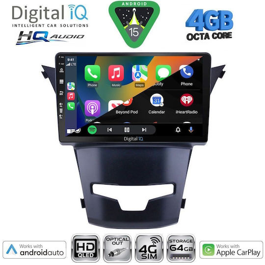 Digital IQ Car Audio System for Ssangyong Korando 2014-2019 (Bluetooth/USB/WiFi/GPS/Apple CarPlay/Android Auto) with 9" Touch Screen