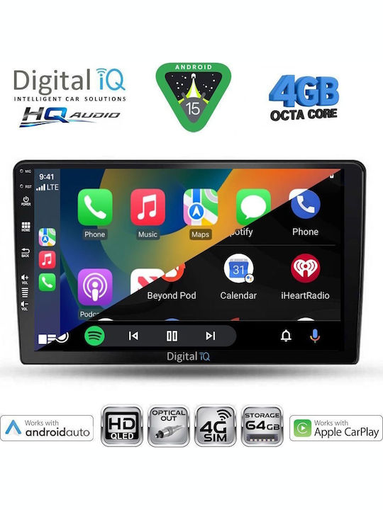 Digital IQ Car Audio System for Ssangyong Rexton 2002-2006 (Bluetooth/USB/WiFi/GPS/Apple CarPlay/Android Auto) with 9" Touch Screen