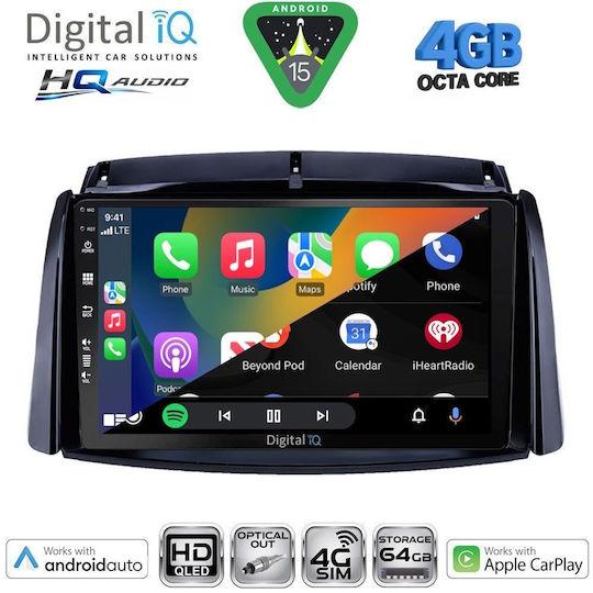 Digital IQ Car Audio System for Renault Koleos 2006-2016 Bluetooth USB WiFi GPS Apple CarPlay Android Auto with 9" Touch Screen