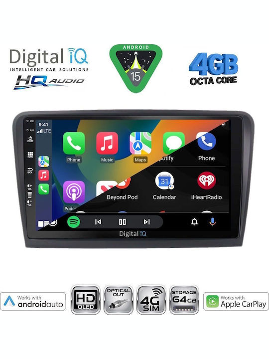 Digital IQ Car Audio System for Skoda Rapid 2012-2023 with Clima (Bluetooth/USB/WiFi/GPS/Apple CarPlay/Android Auto) with 9" Touch Screen
