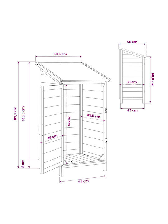 Wooden Garden Shed White 0.595x0.56x1.135m