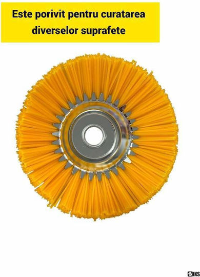 Siks Perie Rotativă Accesoriu Pentru Motocoasă Curățare Pavaj Buruieni Mătură Din Nailon De Înaltă Densitate Disc Diametru 6 Inch 150 Mm Prindere Universală Ideală Pentru Curățarea Rosturilor Mușchi Borduri Galben