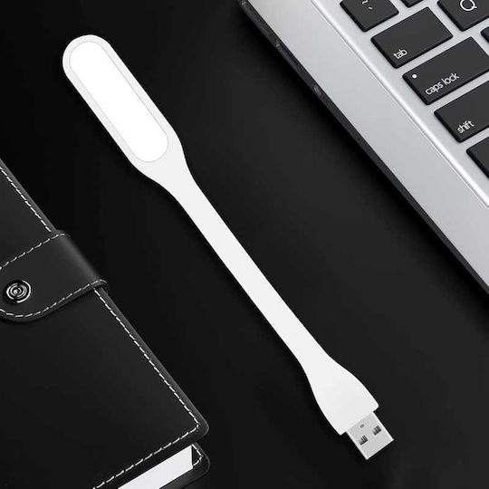 Lampă Led Mini Portabilă 1.2w Braț Flexibil Alimentare Usb Albă 16 Cm