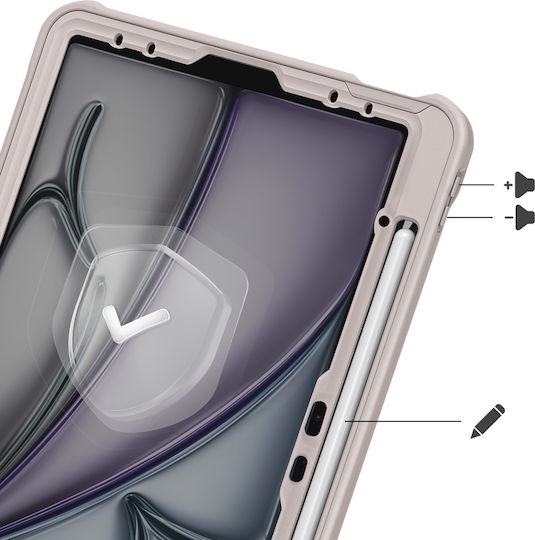 Avizar Reinforced Case Ipad Air 13" 2025 Shoulder Strap Video Stand Beige
