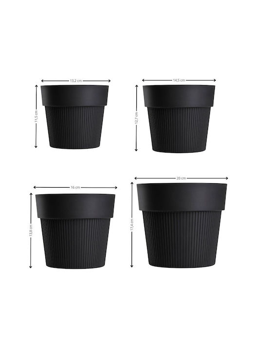 HowHomely Σετ 4 Γλάστρες Black