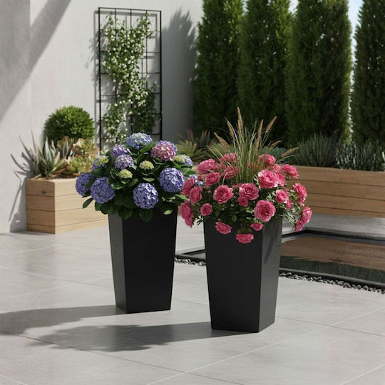 HowHomely Blumentopf Schwarz 36cm