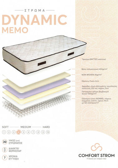 Comfort Strom Dynamic Super Double Orthopedic Mattress 160x200x30cm with Springs