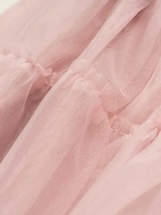 Children's Dress Long Sleeve Tulle Pink