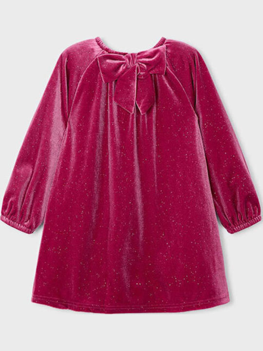 Sparkles Children's Dress Long Sleeve Velvet Bordeaux