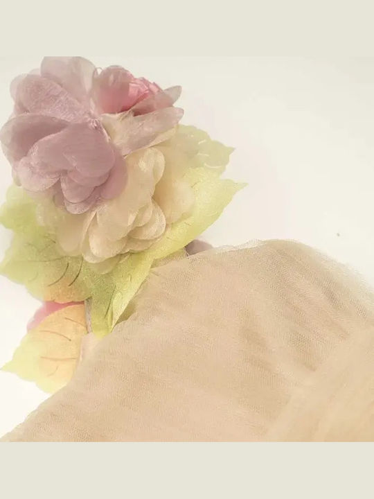 Παιδικό Φόρεμα Αμάνικο Τούλινο Floral Μπρονζέ