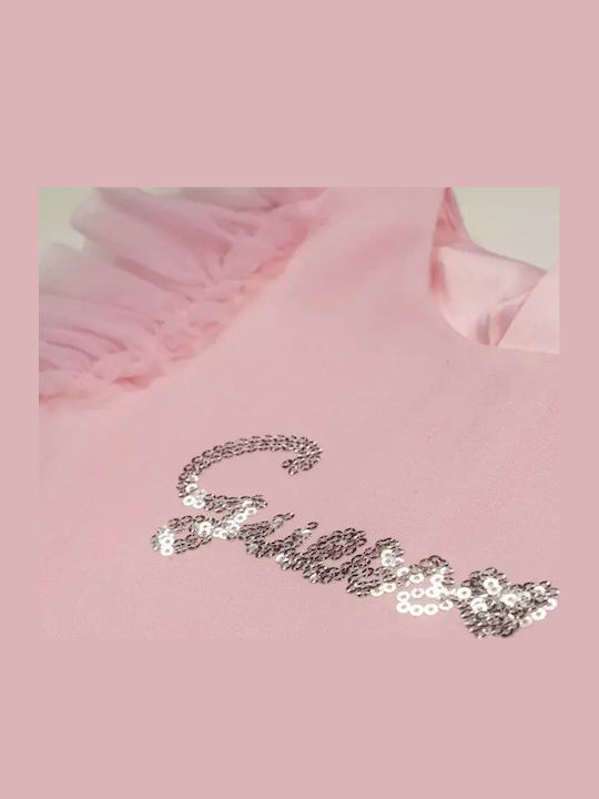 Rochie pentru Copii Mâneca scurta Din tul Pink
