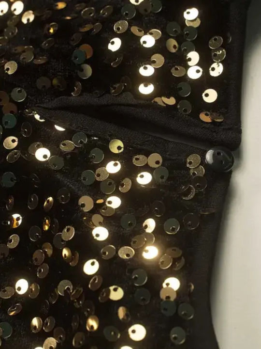 Children's Dress Long Sleeve with Sequins Set with Accessories Black