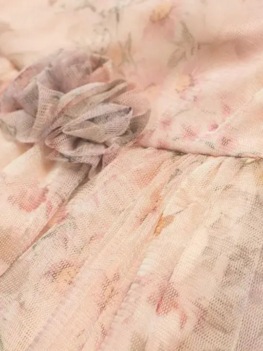 Παιδικό Φόρεμα Αμάνικο Τούλινο Floral Ροζ