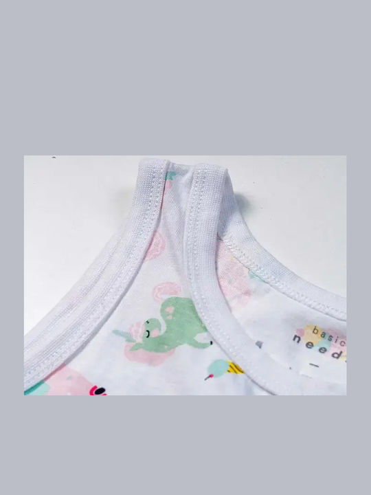 Children's Dress Sleeveless Bright White-Unicorns And Ice Creams
