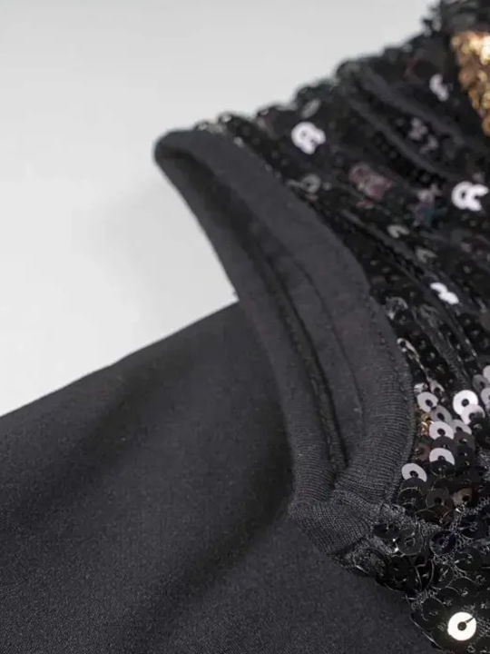 Children's Dress Sleeveless with Sequins Set with Accessories Black
