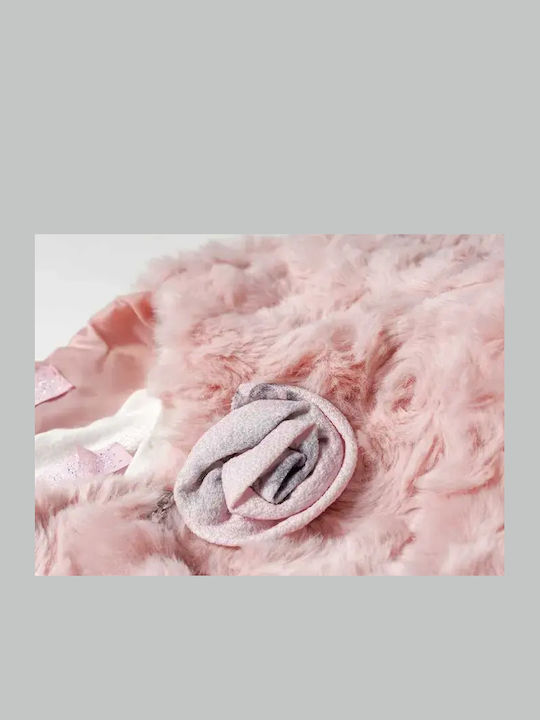 Mädchenkleid Langärmeliges Tüll Blumen Set aus 2 mit Mantel und Zubehör Rosa