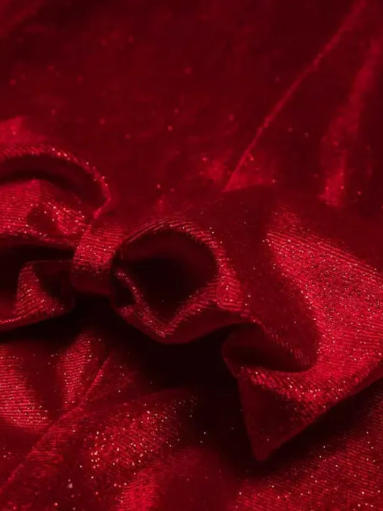 Rochie pentru Copii Mânecă lungă Catifea Set cu Accesorii Red