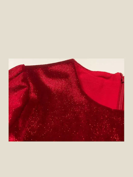 Rochie pentru Copii Mânecă lungă Catifea Set cu Accesorii Red