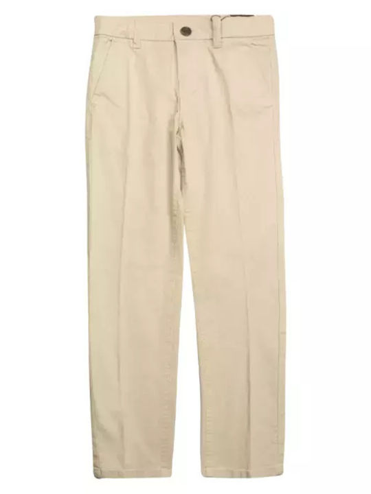 Kids' Chino Fabric Pants Beige Basic