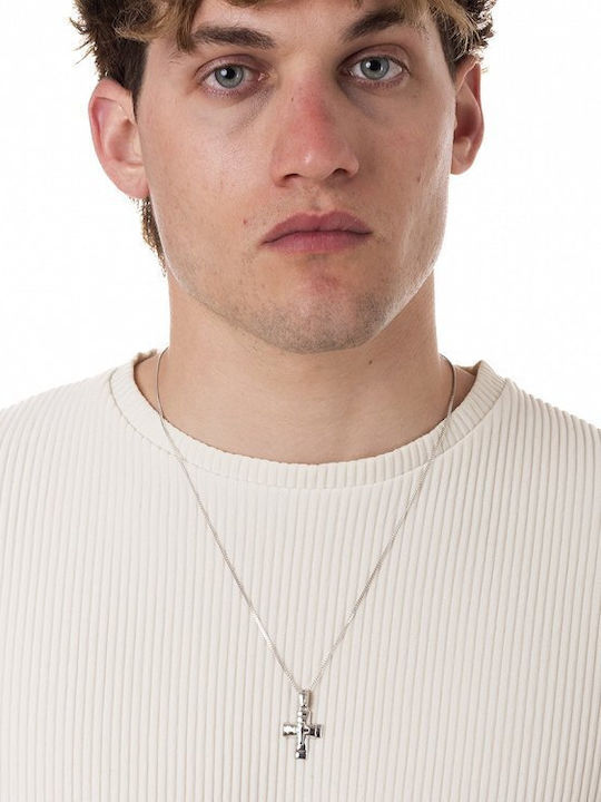 Oxzen Men's Silver Cross with Chain