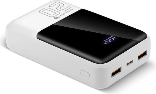 everActive EB-20Q Външна Батерия 20000mAh 22.5W с 2 USB-A Изходни Порта и USB-C Изходен Порт Power Delivery / Бързо Зареждане / PPS Бяла