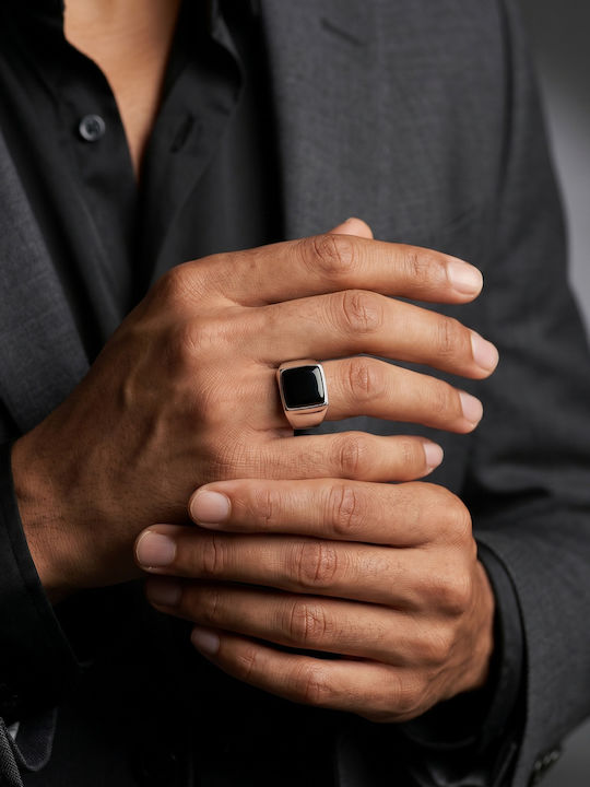 Kiriakos Gofas Men's Ring with Zircon from Silver