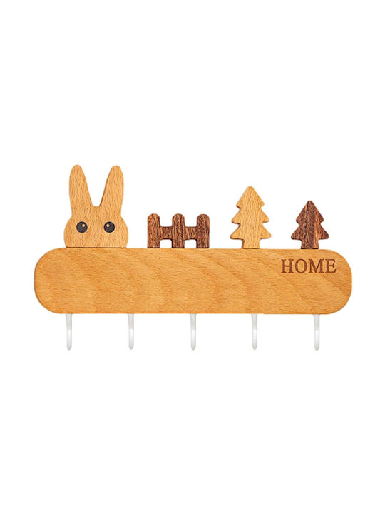 Alista Home Agățătoare Chei De Perete Din Lemn 5 Compartimente 13.5x22cm
