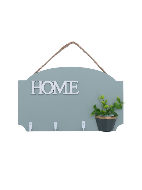 Uncle George Wooden Decorative Key Hook Home 3 Different Colors Artificial Plant Pot 25x1x15cm Mint