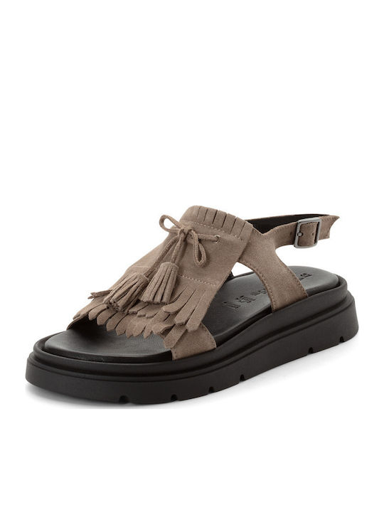 Damen Flache Sandalen Grau