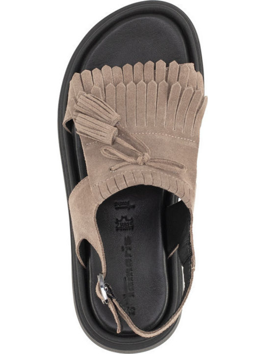 Damen Flache Sandalen Grau