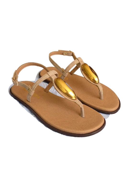 Кожени Дамски Анатомични Сандали Бежови