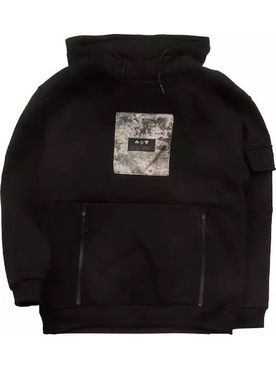 Kids Sweatshirt with Hood and Pockets Black