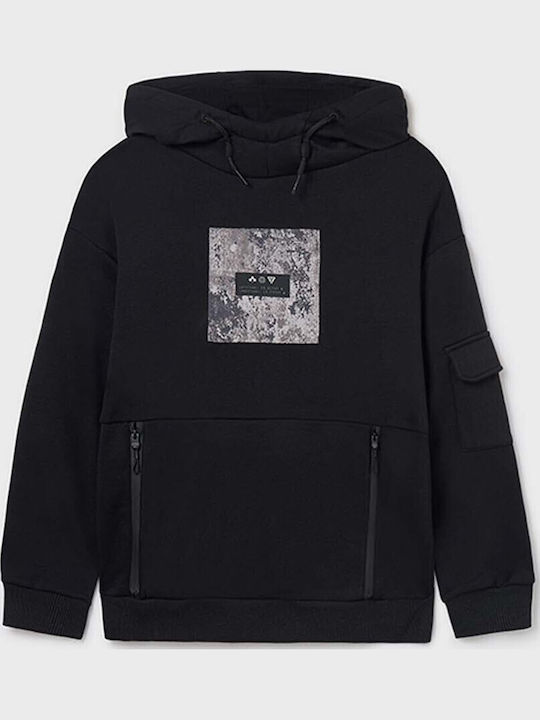 Kids Sweatshirt with Hood and Pockets Black