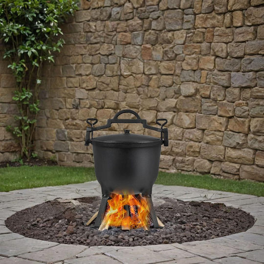 Oală Din Fontă Zola 10 L 3 Picioare Capac Inclus 37.5 X 47.5 Cm Neagră