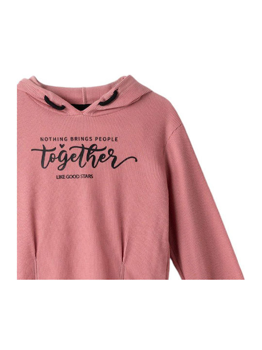 Kids Sweatshirt with Hood and Pockets Pink Together