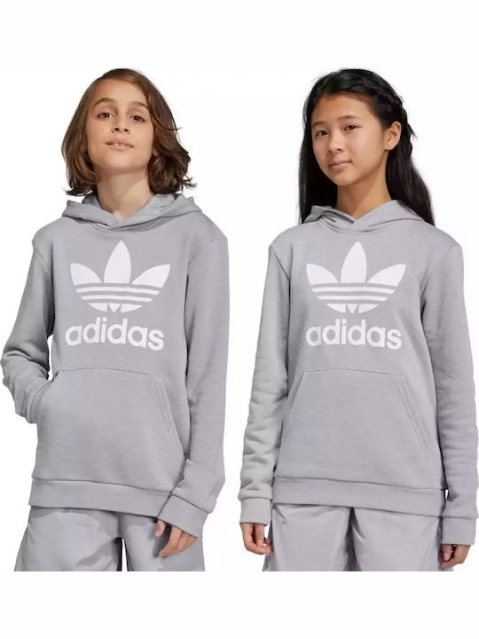 Kids Sweatshirt with Hood and Pockets Gray Trefoil