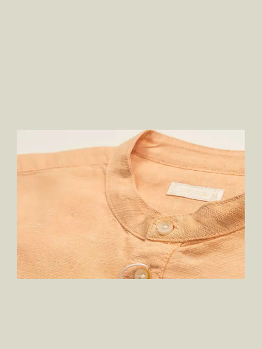 Kids Shirt Short Sleeve Linen Orange