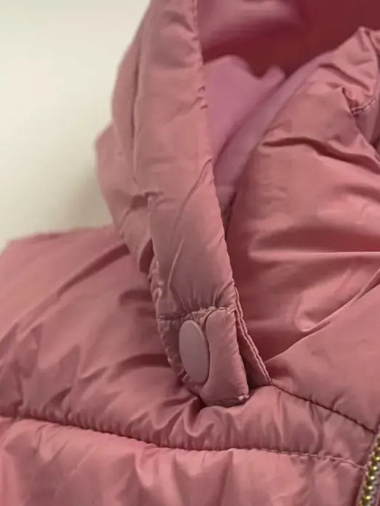 Παιδικό Casual Μπουφάν Αμάνικο Κοντό με Κουκούλα Pink