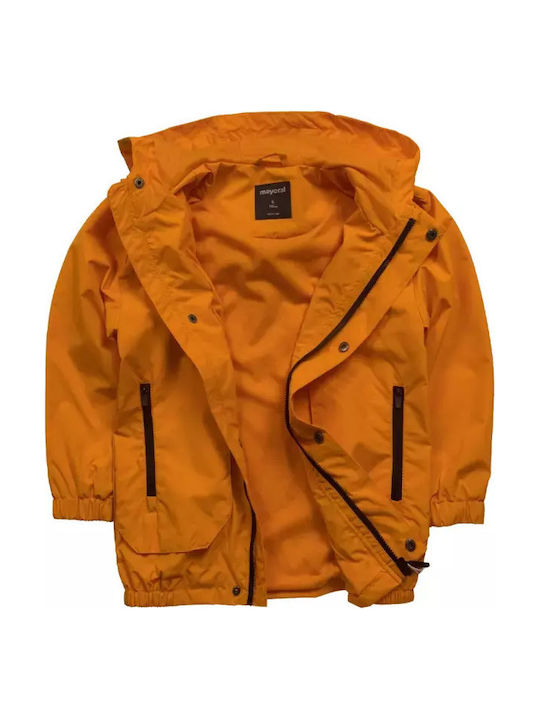 Athletics Kids Casual Windproof Hooded Orange Jacket