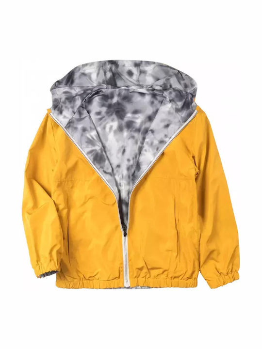 Kids' Casual Jacket Short Windproof Double Sided with Hood Yellow